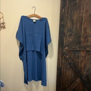 Jaded Gypsy-Blue Caftan Top. Short in front. Longer in back